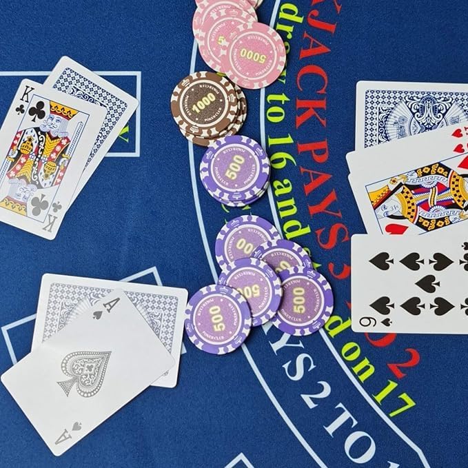 BALIKEN Alfombrilla de póquer Texas Holdem de 36 x 72 pulgadas y mesa de blackjack de fieltro de grado profesional (azul)