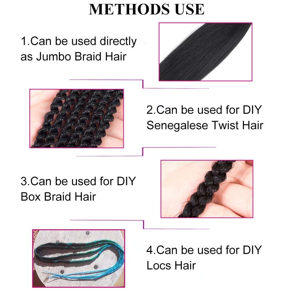 8 paquetes de extensiones de cabello trenzado profesional preestirado de 24 pulgadas, trenzas sintéticas de pelo EZ natural, trenzas de ganchillo de
