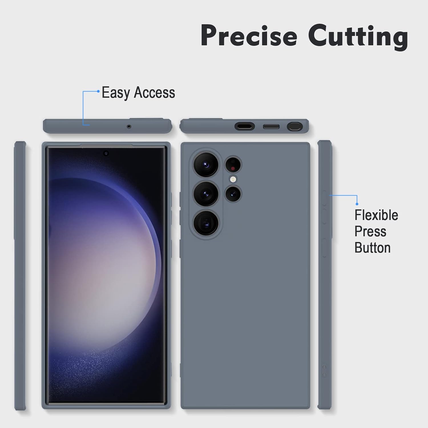 Hismart Funda para Samsung Galaxy S23 Ultra, parte trasera de silicona TPU suave y delgada, absorción de golpes, agradable al tacto y arañazos,