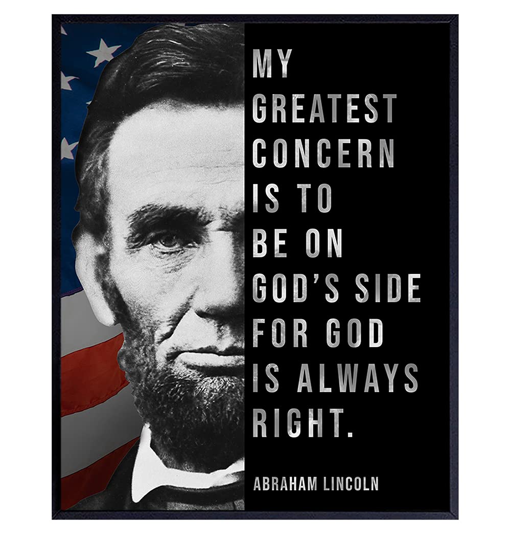 Abe Lincoln – Abraham Lincoln Poster, 8×10 – American Flag Wall Decor – Patriotic Decor – Religious Wall Decor – God Wall Decor – Christian Wall Art