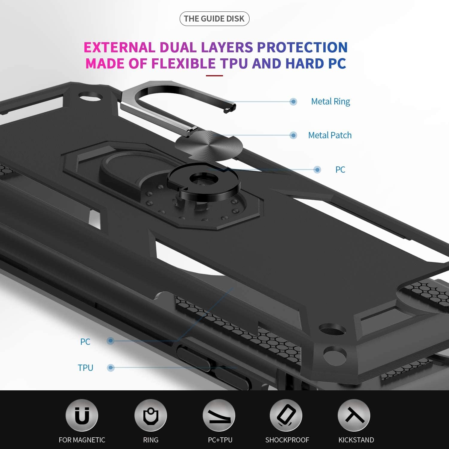 LeYi – Funda compatible con iPhone SE 2020 con 2 protectores de pantalla de vidrio templado, grado militar, funda protectora para teléfono celular