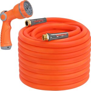 YAMATIC Manguera de jardín resistente con boquilla, 58 pulgadas x 100 pies, juego de manguera de agua súper flexible, para todo tipo de clima, YAMATIC Manguera de jardín resistente con boquilla, 58 pulgadas x 100 pies, juego de manguera de agua súper flexible, para todo tipo de clima,