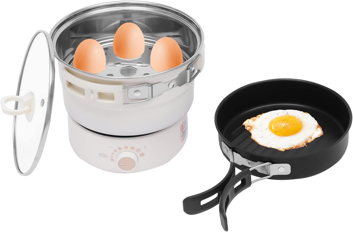 LYNICESHOP Olla eléctrica de cocina caliente, olla caliente de 110 V eléctrica con vaporizador de vapor, mini sartén multifuncional, mini cocina