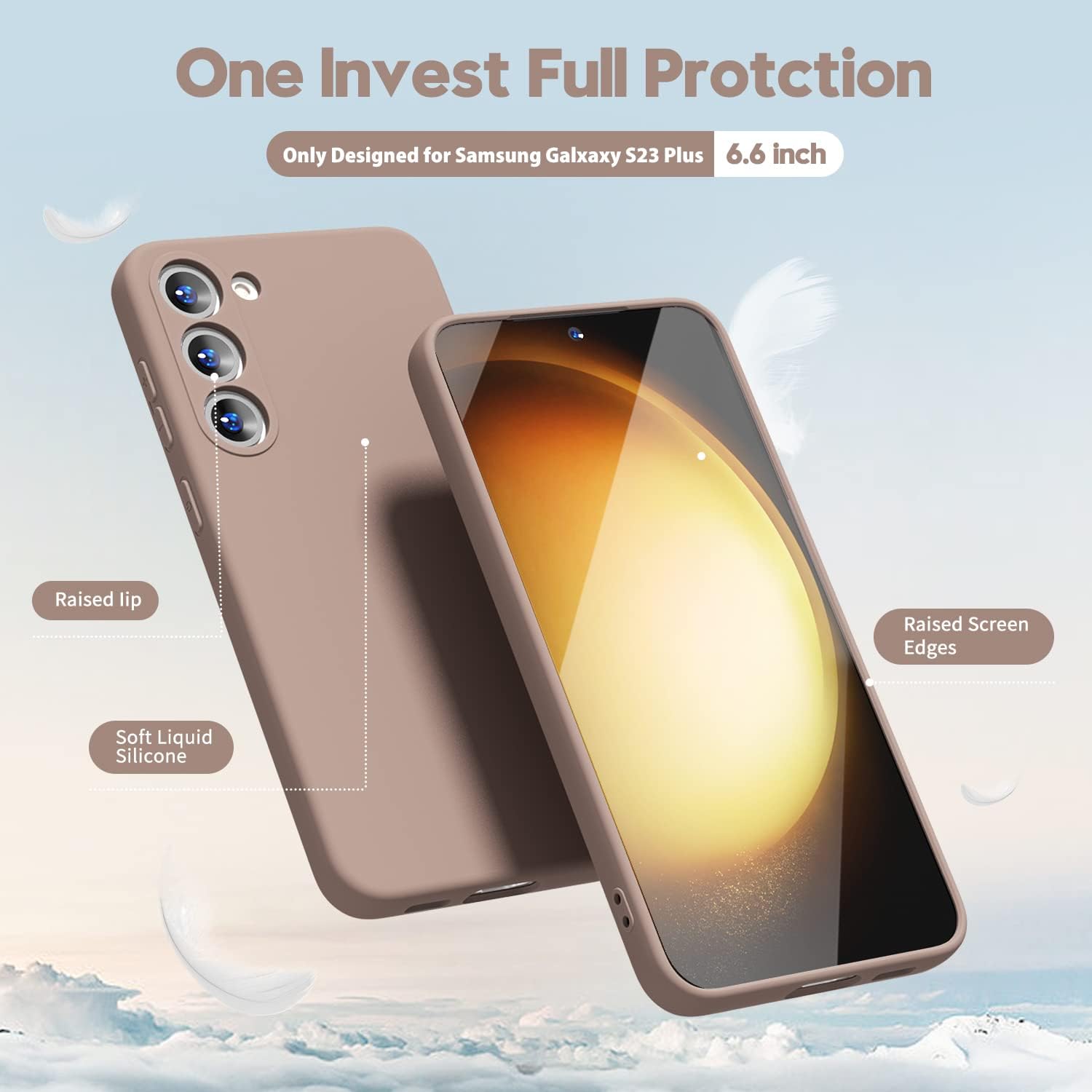 oakxco Funda para teléfono Samsung Galaxy S23 Plus de silicona líquida, bonita funda de gel suave de goma TPU suave para mujeres y niñas, diseño