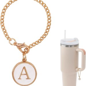Yeti, accesorios de letras para taza Stanley, cadena con inicial dorada para botella de agua, con nombre y nombre para vaso, mango simple y moderno Yeti, accesorios de letras para taza Stanley, cadena con inicial dorada para botella de agua, con nombre y nombre para vaso, mango simple y moderno