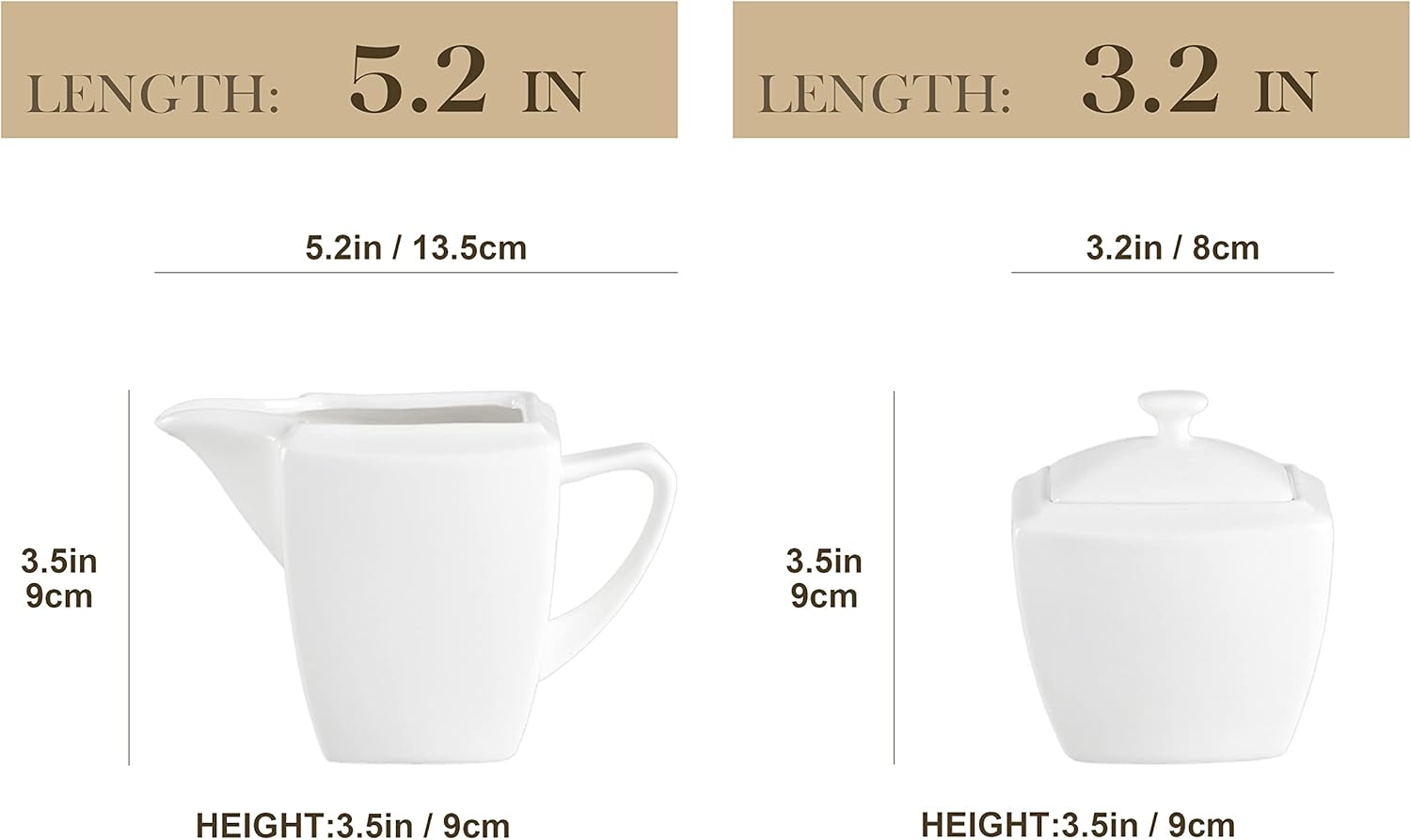 MALACASA Juego de azúcar y crema, juego de porcelana blanca para café, té y leche, jarra de leche de 1 pieza y 1 juego de azucarera con tapa, serie