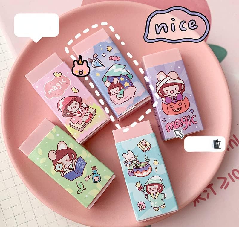 5 unidades de borradores para lápices estéticos japoneses kawaii suaves borradores de dibujos animados kawaii de animales de dibujos animados lindos