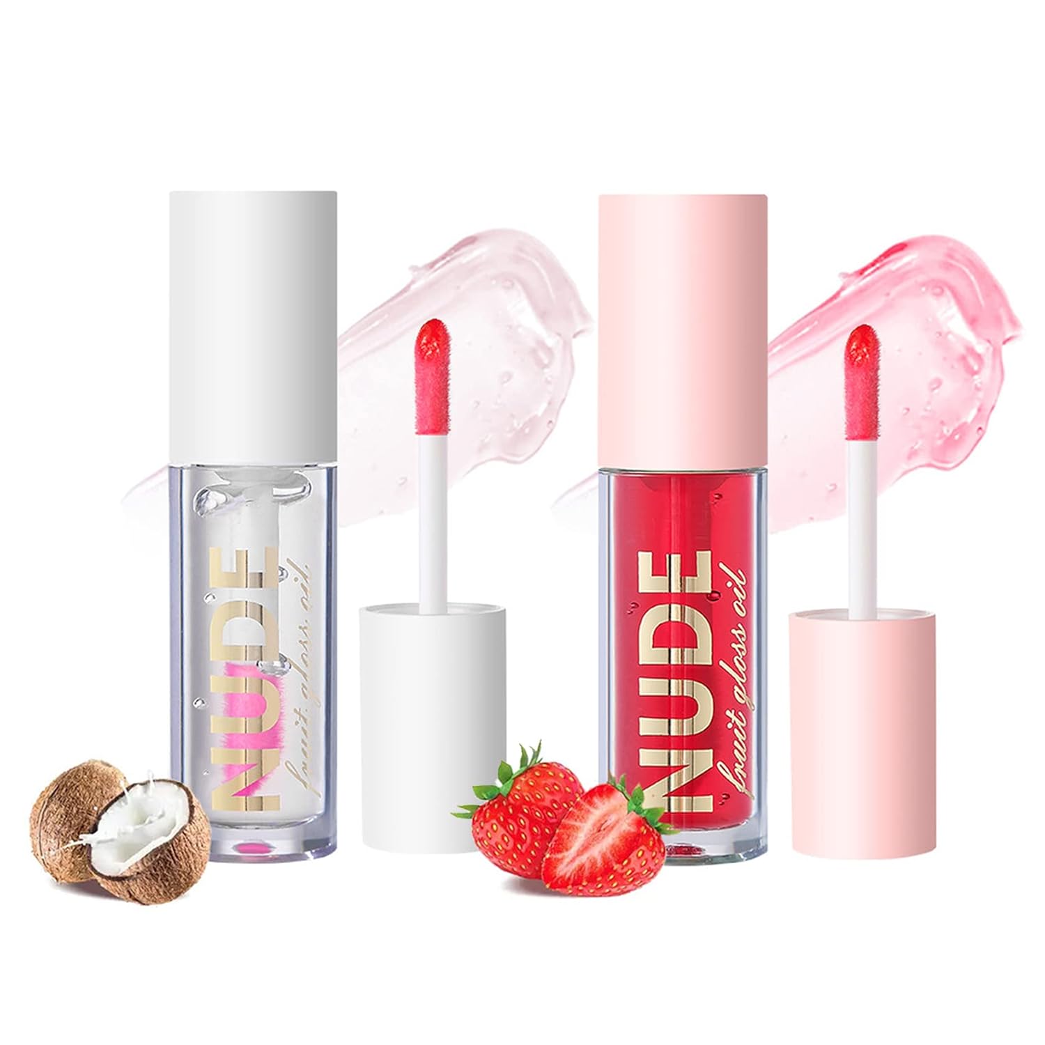 AWCCXMYM 2 unidades de aceite de labios transparente, brillo labial, bálsamo labial, cuidado de labios, transparente, iluminar, larga duración,