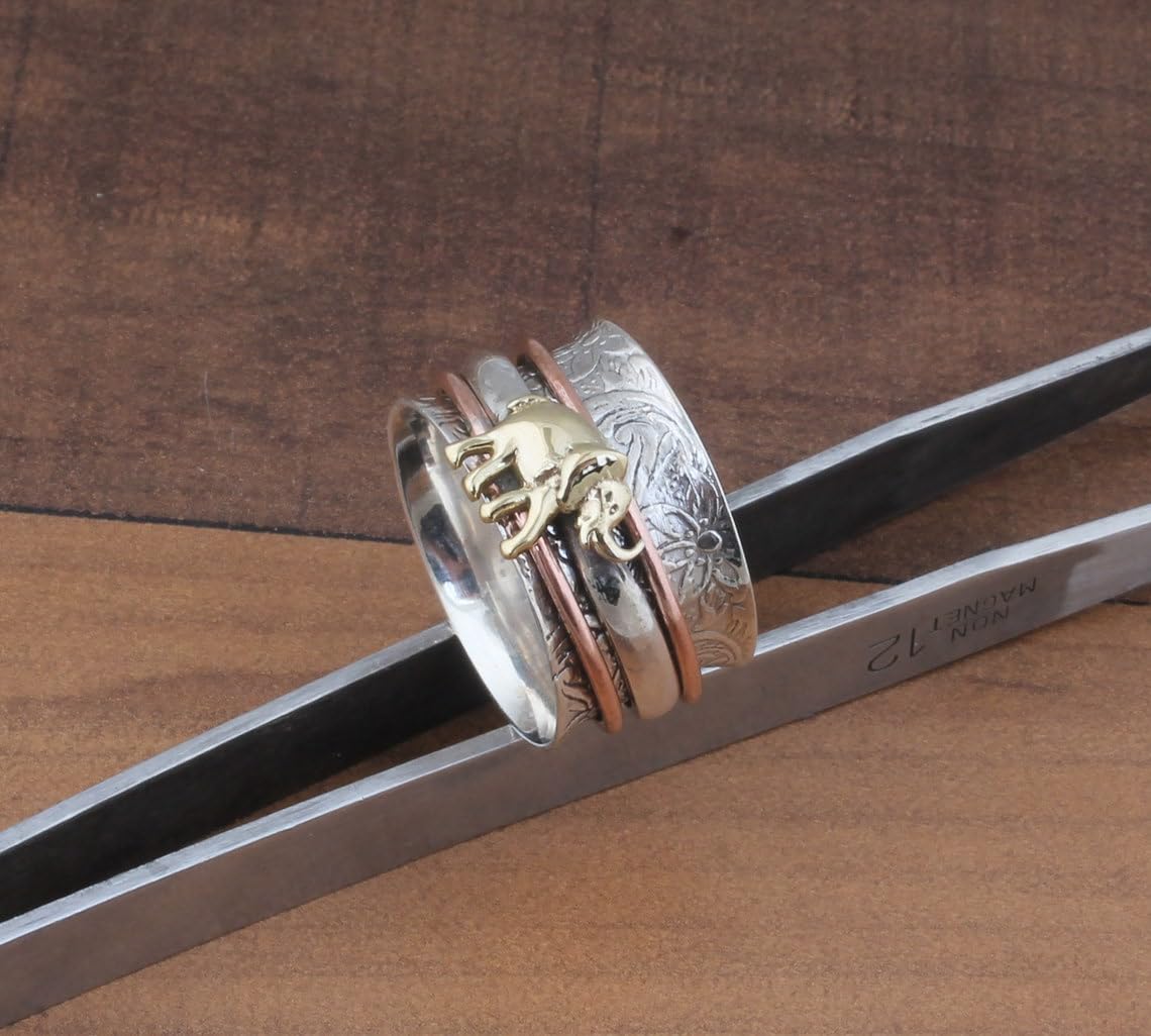 Elephant Spinner Ring, Fidget Anxiety Ring, Sterling Silver Ring Women, Meditation Spinner Ring, Elephant Band Ring, Boho Jewelry For Gift