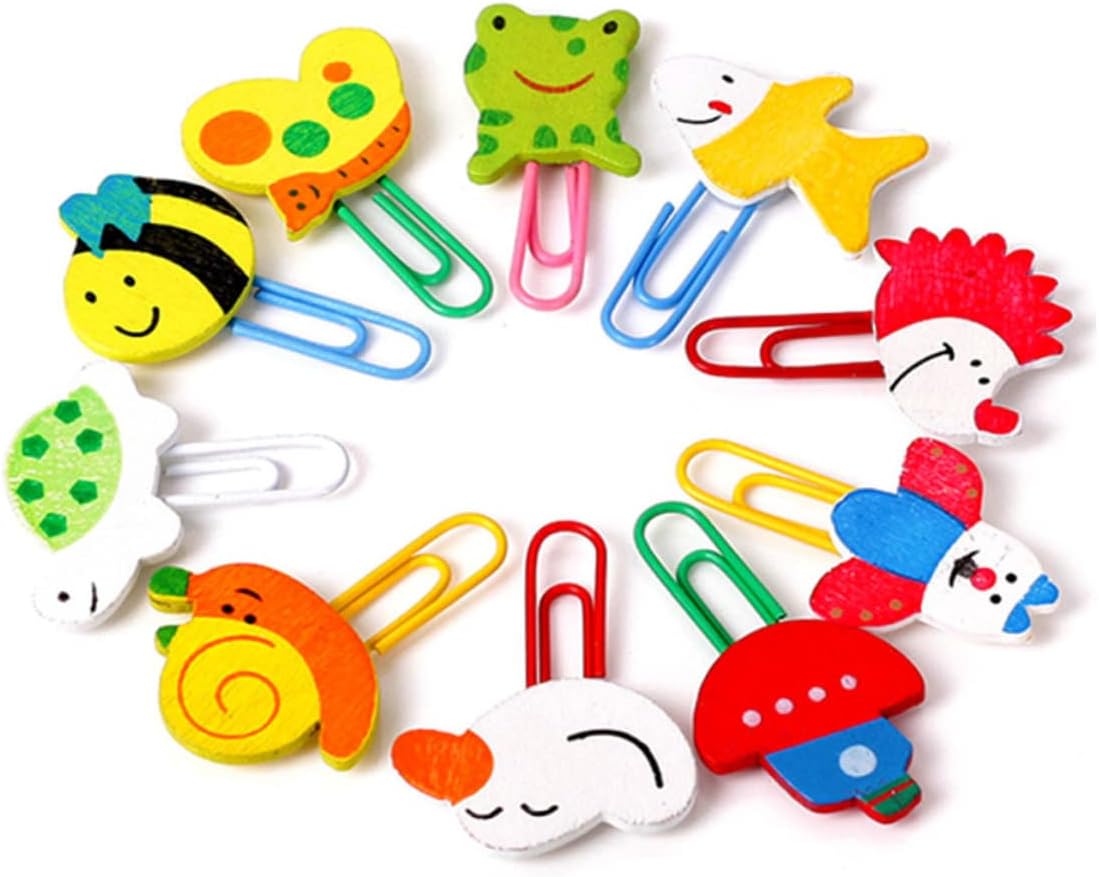 MAGICLULU 48 marcadores de animales lindos mini clips de papel de rana clips de carpeta clips de clip de papel clips para papel de dibujos animados