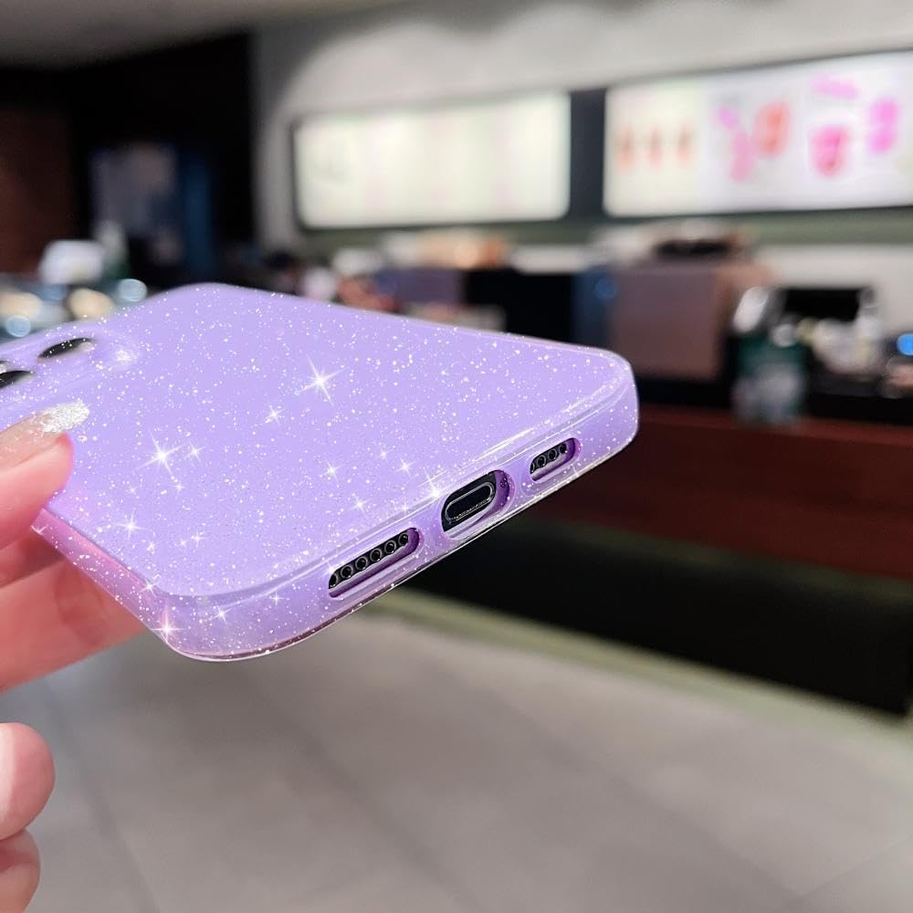 Funda compatible con iPhone 15 Pro con purpurina neón, bonita funda delgada y brillante de TPU a prueba de golpes para mujeres y niñas para 15 Pro