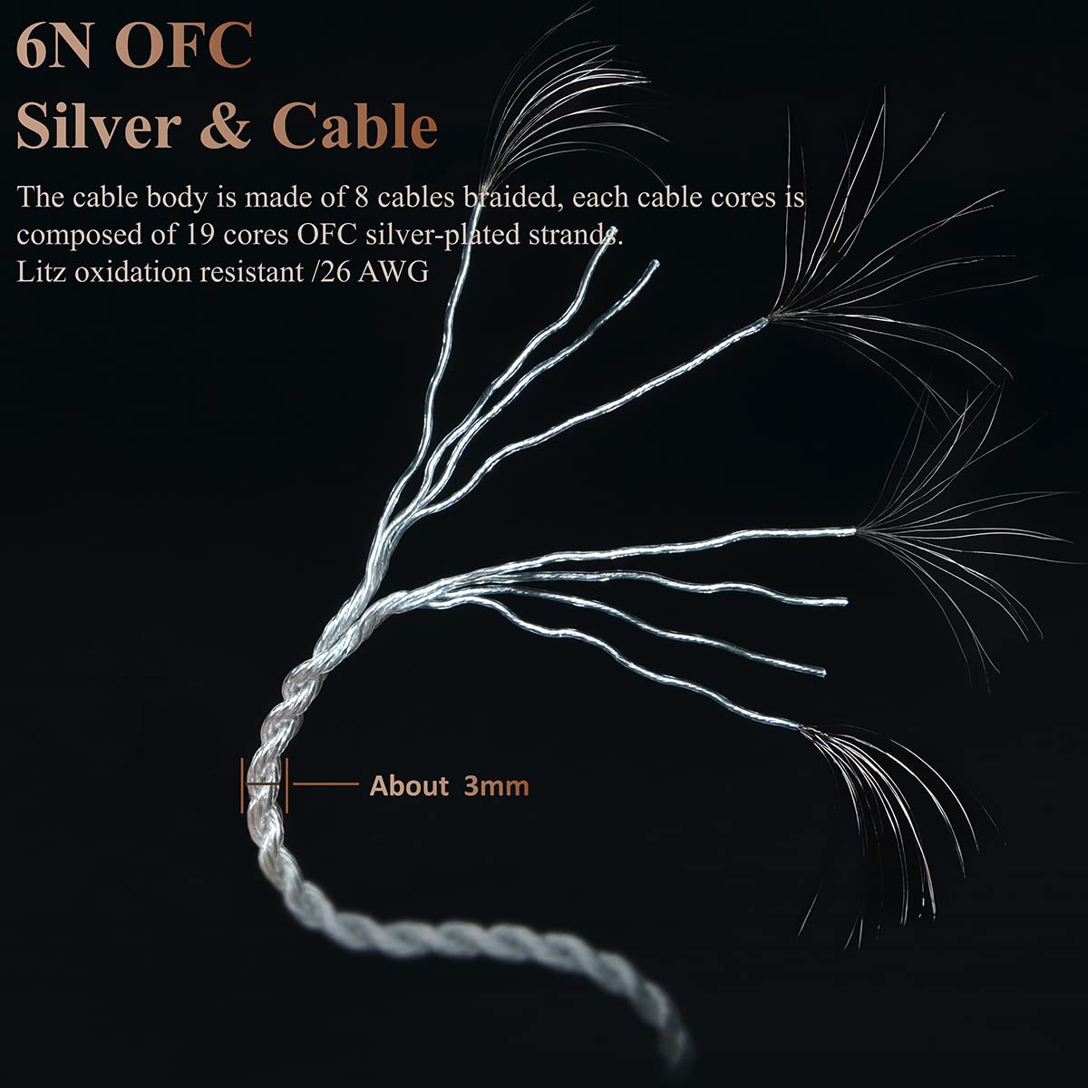 OFC – Cable de 8 hebras de 19 núcleos para auriculares mejorado de alta fidelidad, cable de equilibrio para auriculares Sennheiser IE300 IE600 IE900