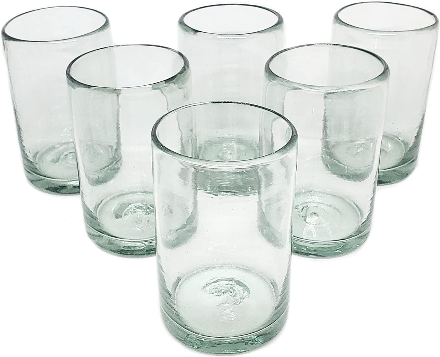 Clear Blown – Juego de 6 vasos de jugo de 9 onzas, cristalería mexicana hecha a mano, vidrio reciclado, sin plomo ni toxinas (jugo)