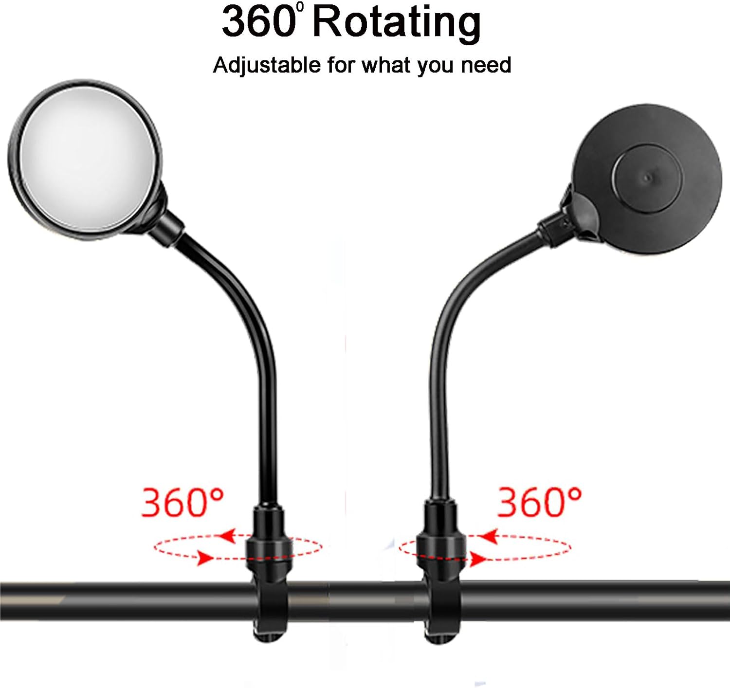 Espejo de bicicleta, espejos de bicicleta para manillares con lente convexa de rotación 360, espejo retrovisor seguro para bicicleta