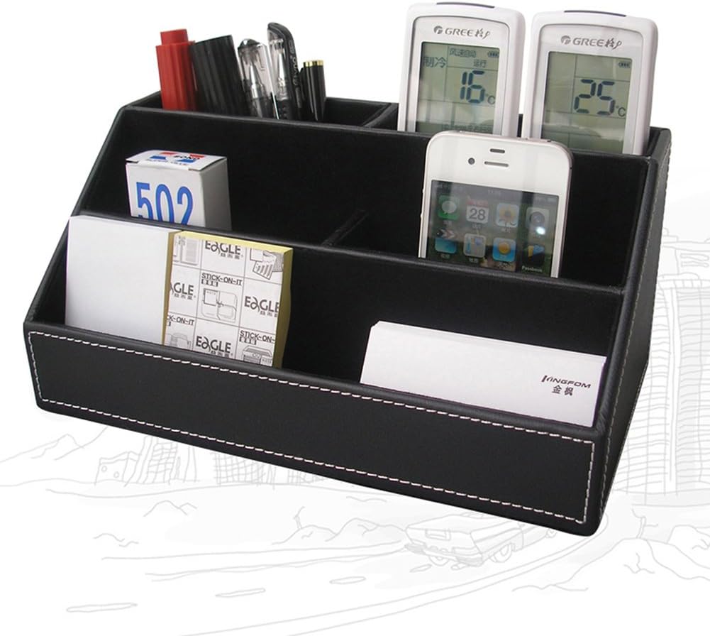 KINGFOM Juego de 5 organizadores de escritorio, 5 piezas de suministros de oficina, soporte de archivos de cuero sintético, cajón organizador de