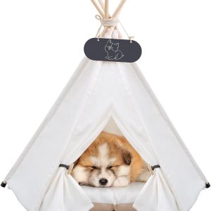Mooipet Tienda de campaña tipi para mascotas para perros y gatos, cama para perros con cojín grueso, casa de juegos extraíble y lavable Mooipet Tienda de campaña tipi para mascotas para perros y gatos, cama para perros con cojín grueso, casa de juegos extraíble y lavable
