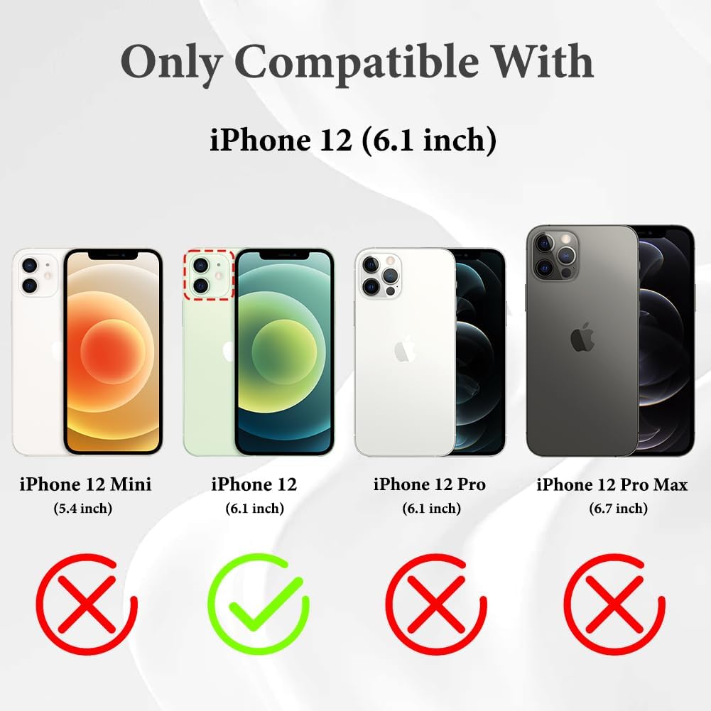 Fiyart Funda compatible con iPhone 12, compatible con MagSafe Love con protección de cámara, transparente, purpurina magnética para mujeres y niñas,