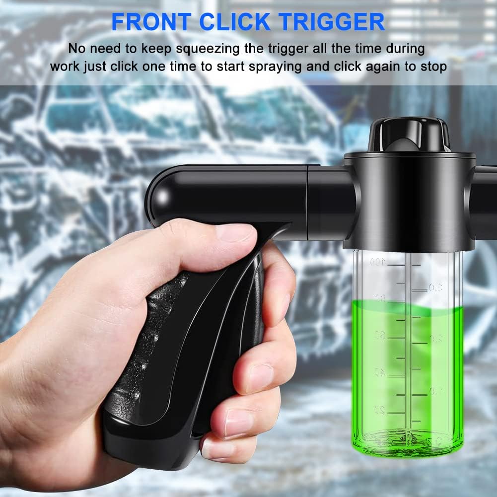 Boquilla de lavado de autos, boquilla de manguera de alta presión, pulverizador de 8 patrones de manguera con 2 dispensadores de jabón de 3.5 onzas