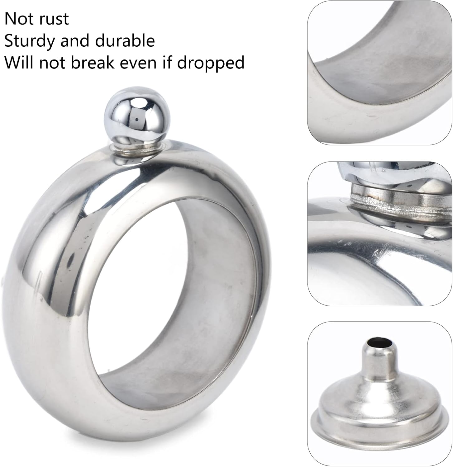 Frasco con forma de brazalete, 3.4 fl oz de acero inoxidable duradero pulsera jarra de vino, botella de vino portátil, botella de whisky para beber