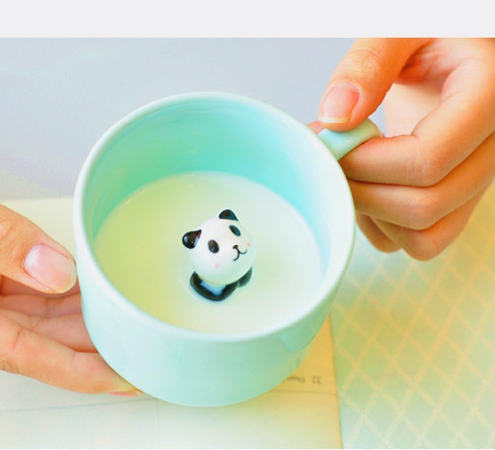 Taza de café ZaH, 10 onzas, diseño con animal 3D en el fondo, Estándar, Blanco (White Rabbit)