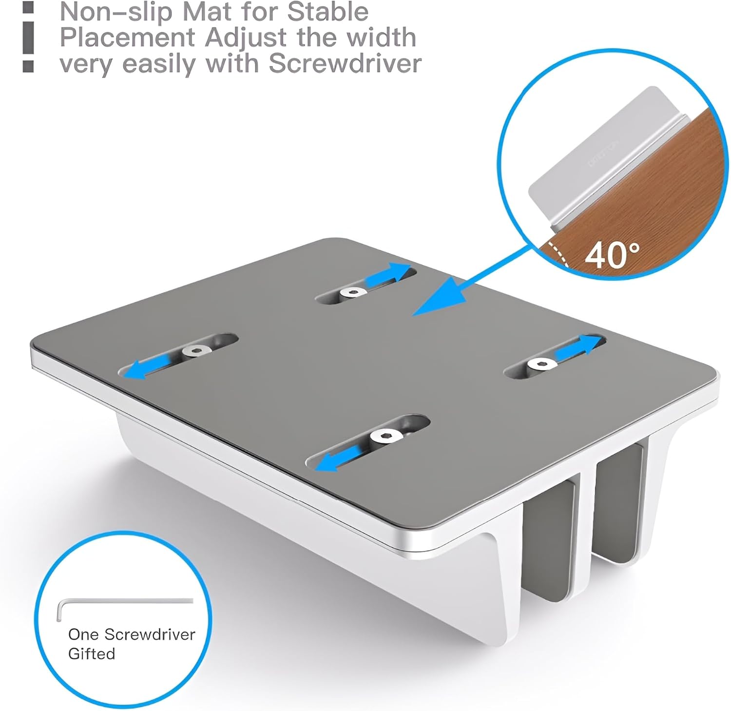 Soporte vertical para portátil de 2 ranuras (plateado), aluminio resistente, almohadilla de silicona antideslizante, ajustable, se adapta a todos