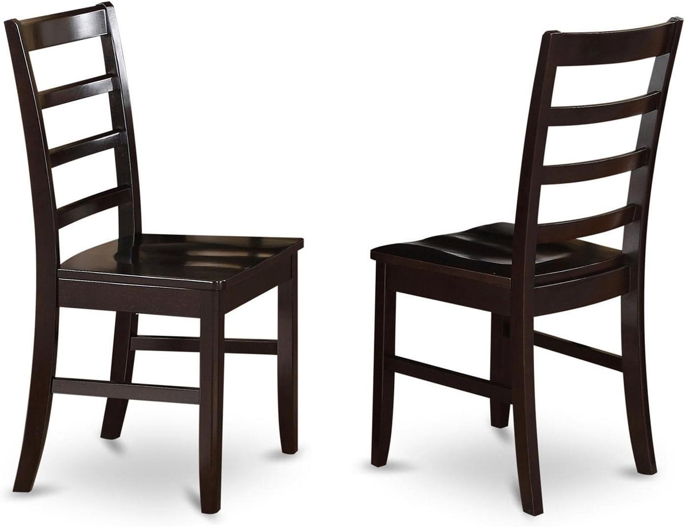 East West Furniture Parfait – Juego de 2 sillas de comedor con respaldo de escalera de madera maciza, color capuchino