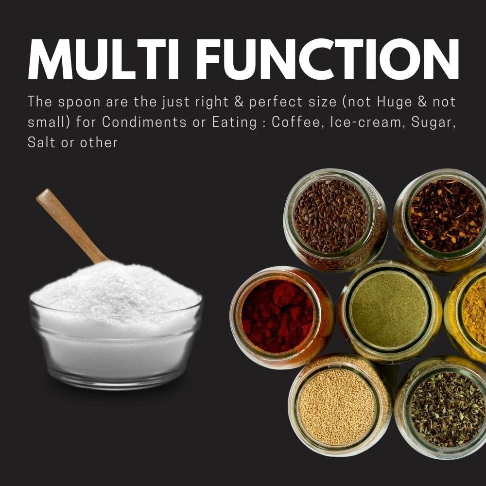 NUTTA – Cucharas pequeñas de madera para cocinar, condimentos de miel, pimienta, azúcar, sal, té, café, helado (10 piezas)