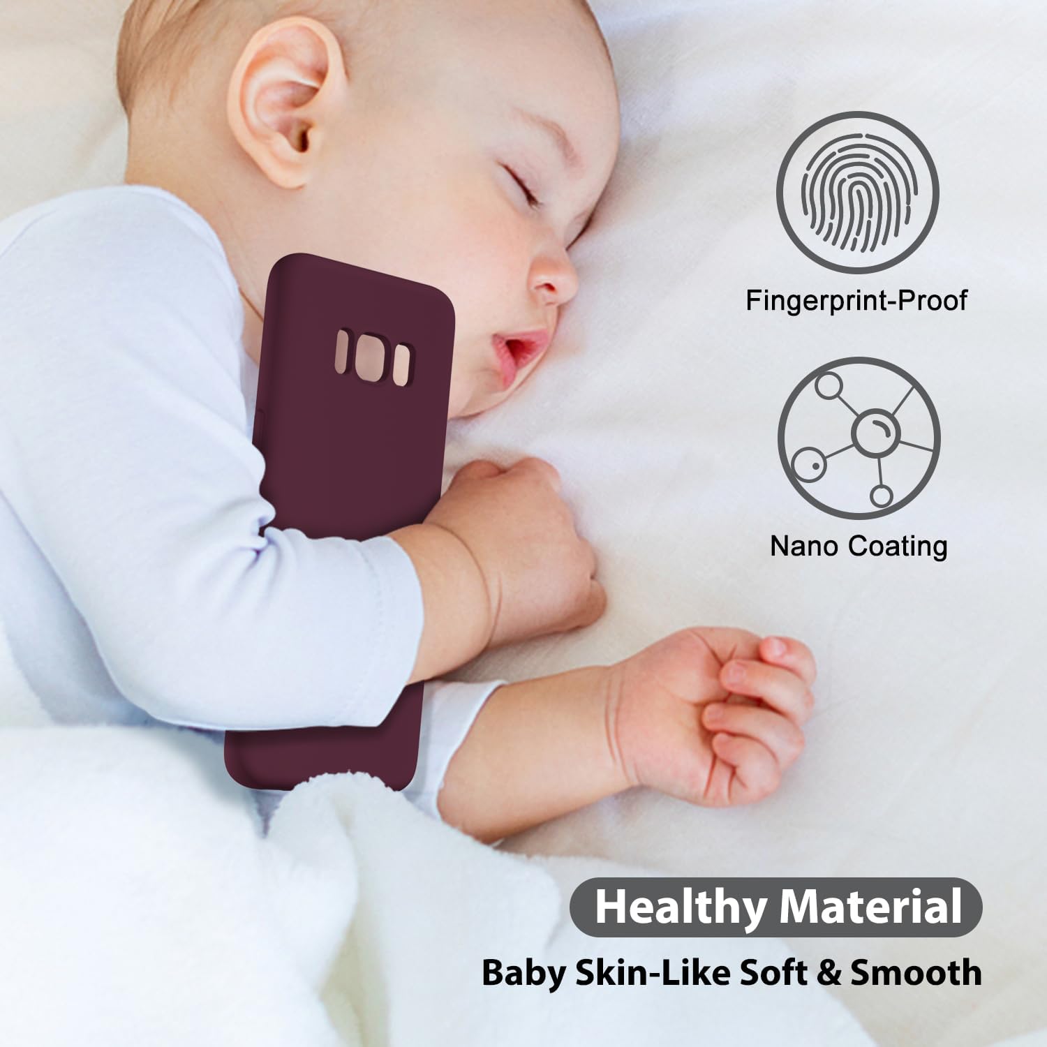 oakxco Funda para teléfono Samsung Galaxy S8 con agarre de silicona líquida, bonita funda delgada y delgada de goma suave de TPU para mujeres y