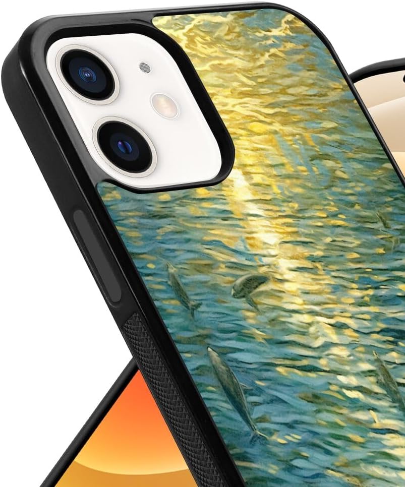 Case for iPhone 12 Mini Dolphin-aa253 Pattern Shockproof Slim TPU Rubber Material Black Frame Cellphone Mobile Case FHW