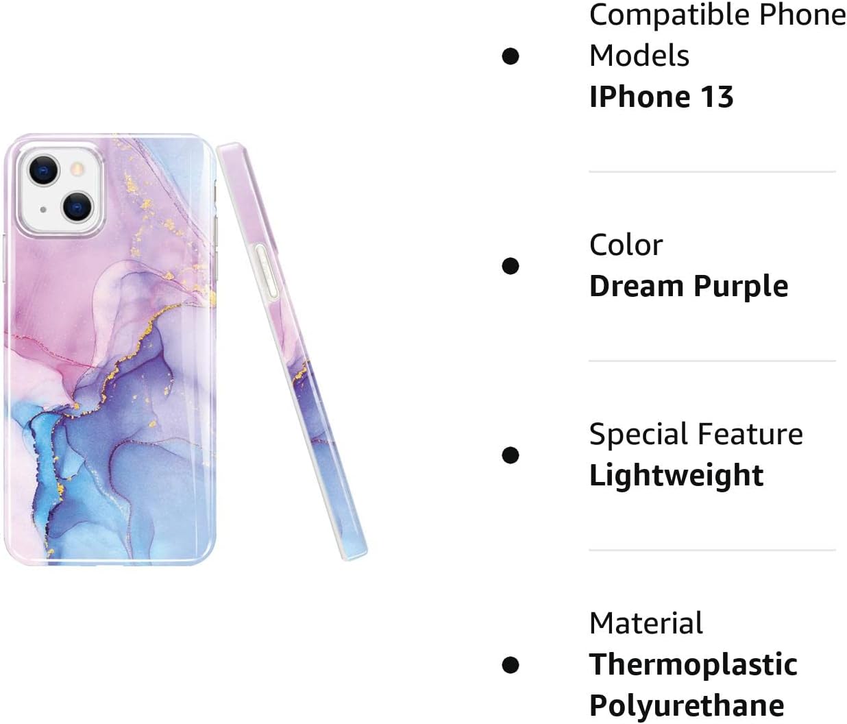 luolnh Funda dorada brillante compatible con iPhone 13, diseño de mármol, a prueba de golpes, delgada, de silicona suave, TPU para iPhone 13 de 6.1
