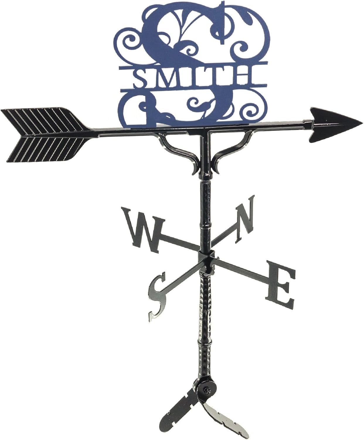 Veleta personalizada con monograma – Letrero de nombre de metal – Decoración al aire libre – Soporte de techo incluido – Metal fundido – Fácil de