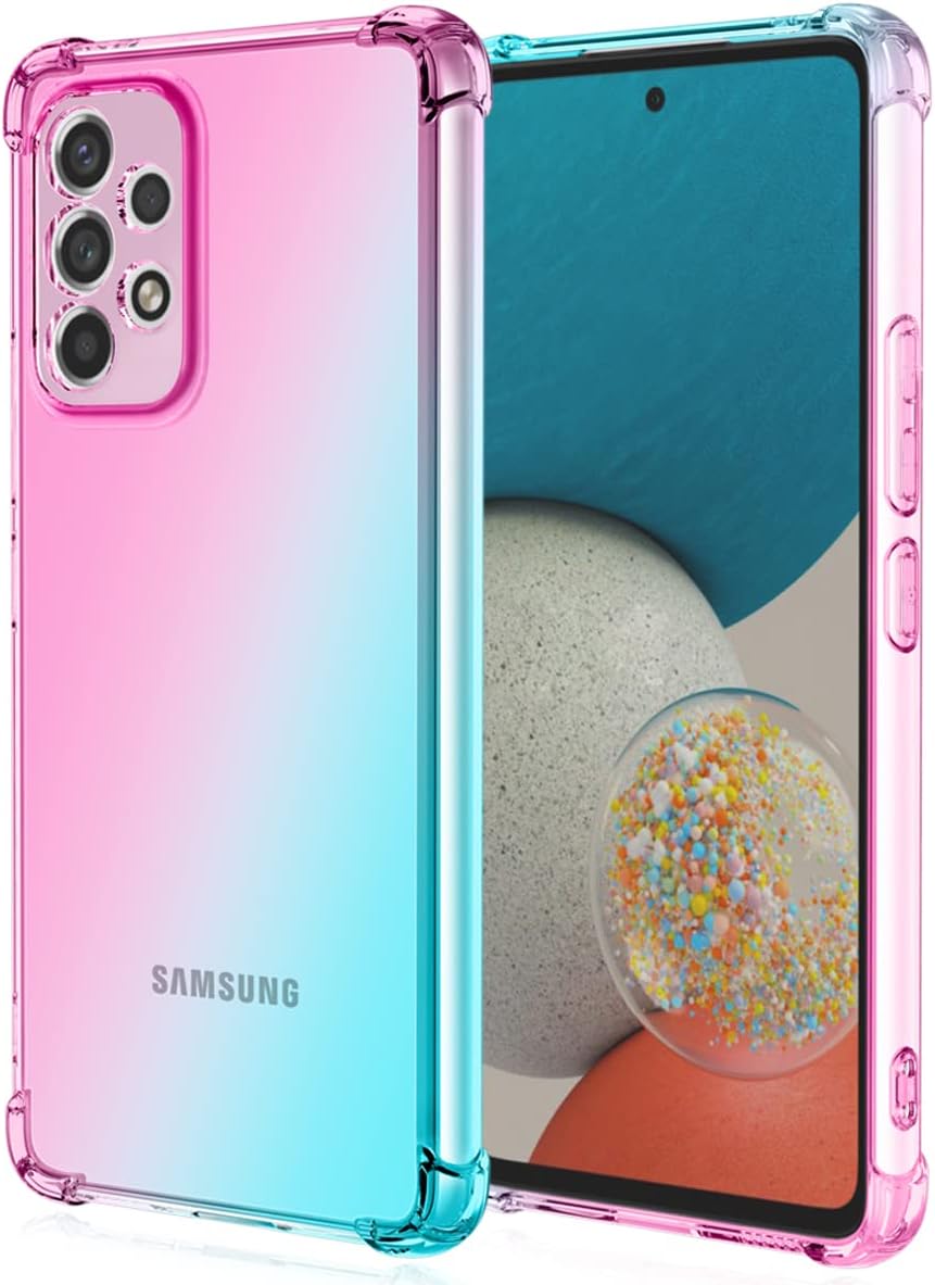 Osophter Funda para Samsung Galaxy A23 5G4G (rosa y verde azulado) con esquinas reforzadas transparentes y transparentes de poliuretano