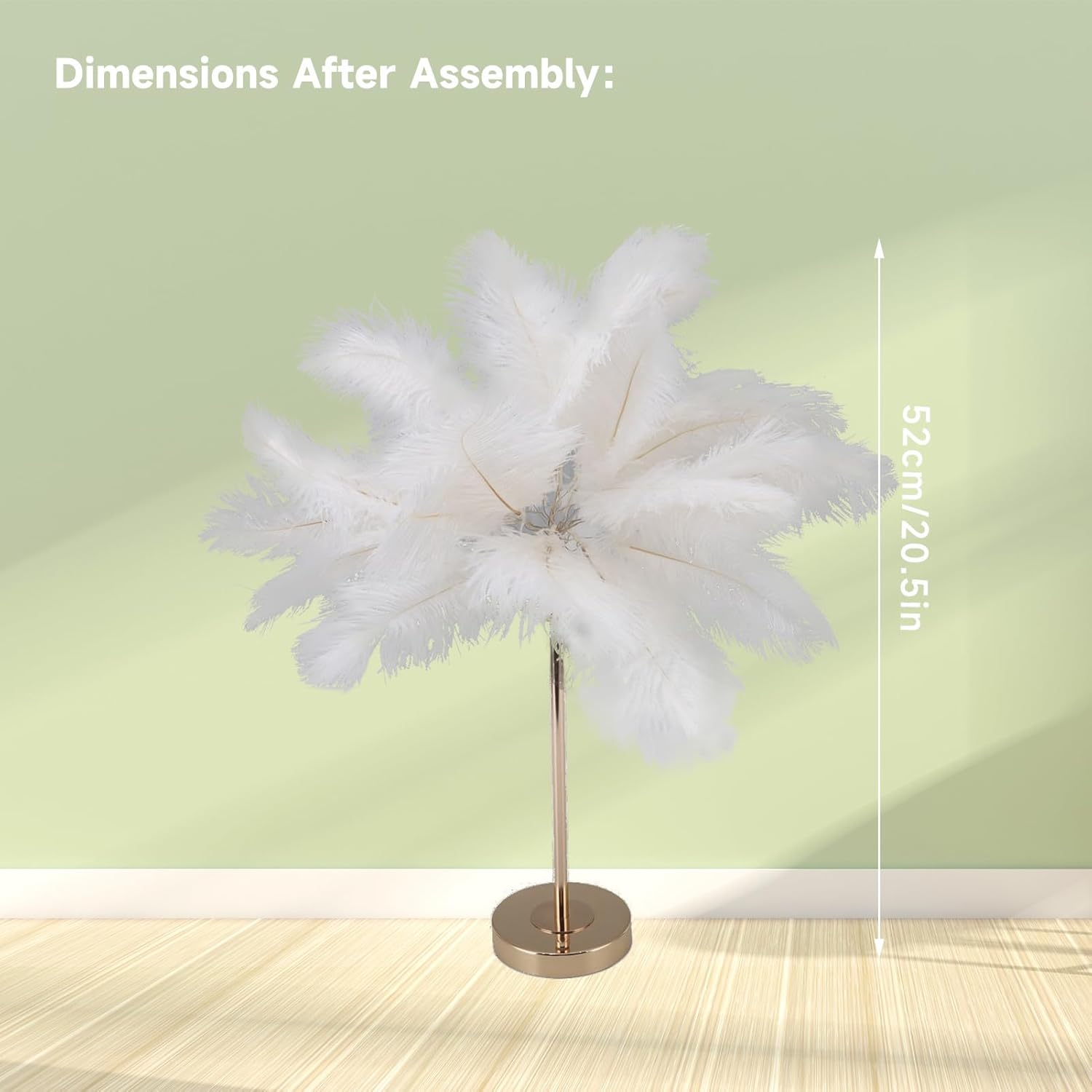 Gugxiom Lámpara de plumas de avestruz, lámpara de mesa de plumas USB, lámpara de princesa, mesita de noche estética, lámpara de escritorio dorada,