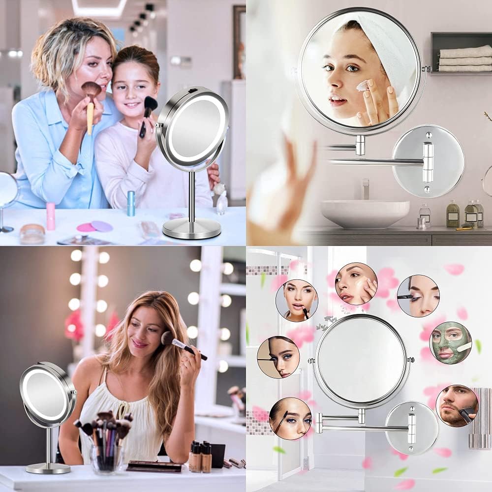Espejo de repuesto de bombilla LED para maquillaje, espejo de maquillaje con aumento iluminado de doble cara, equivalente a 4 W a bombilla