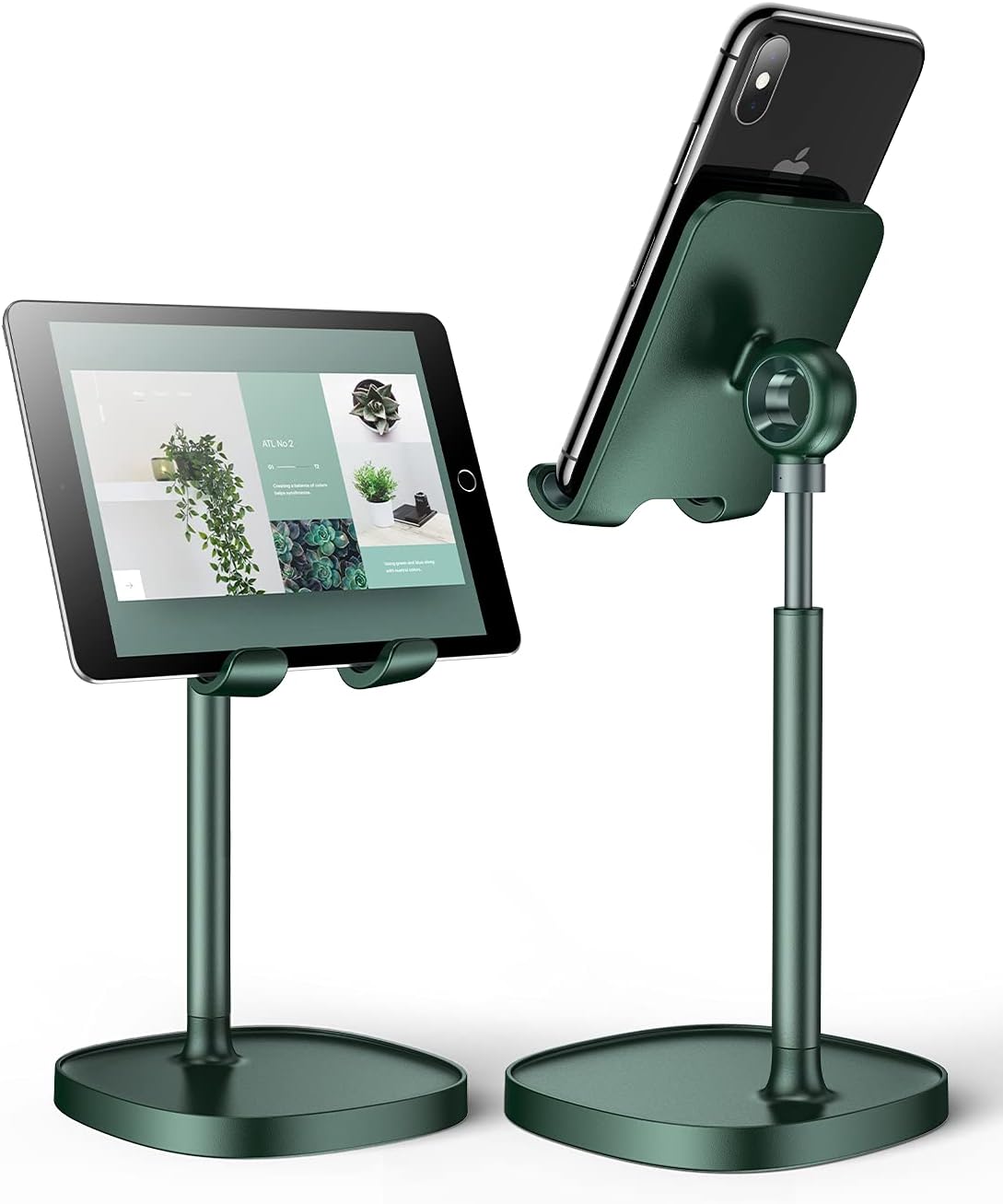 LISEN – Soporte para teléfono celular, aluminio resistente, altura y ángulo ajustables, estable, para escritorio, verde