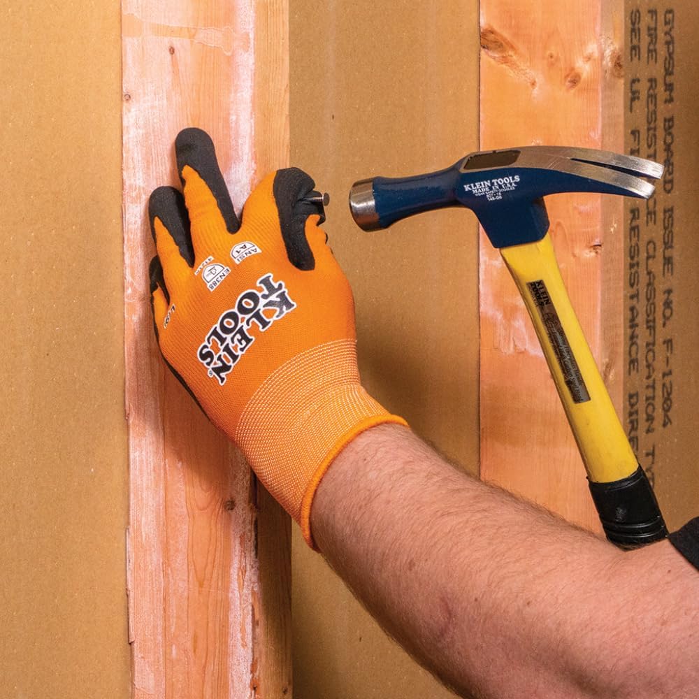 Klein Tools 60582 – Guantes de trabajo, guantes de punto resistentes a los cortes, ANSI A1, con revestimiento de nitrilo, nailon y elastano, aptos