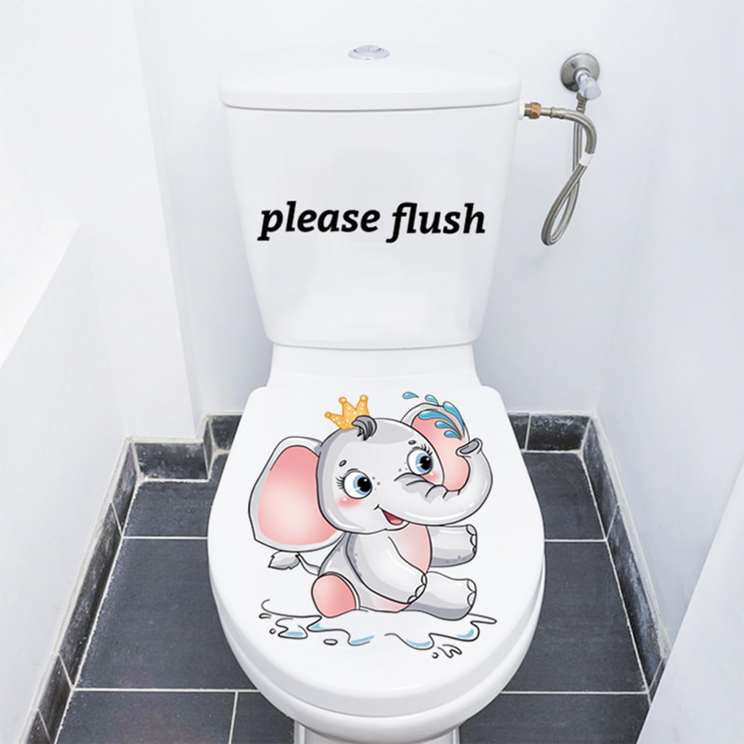 WBQMUNY 5 hojas de calcomanías de pared para asiento de inodoro de baño, diseño floral autoadhesivo, para tapa de inodoro, ramo de acuarela