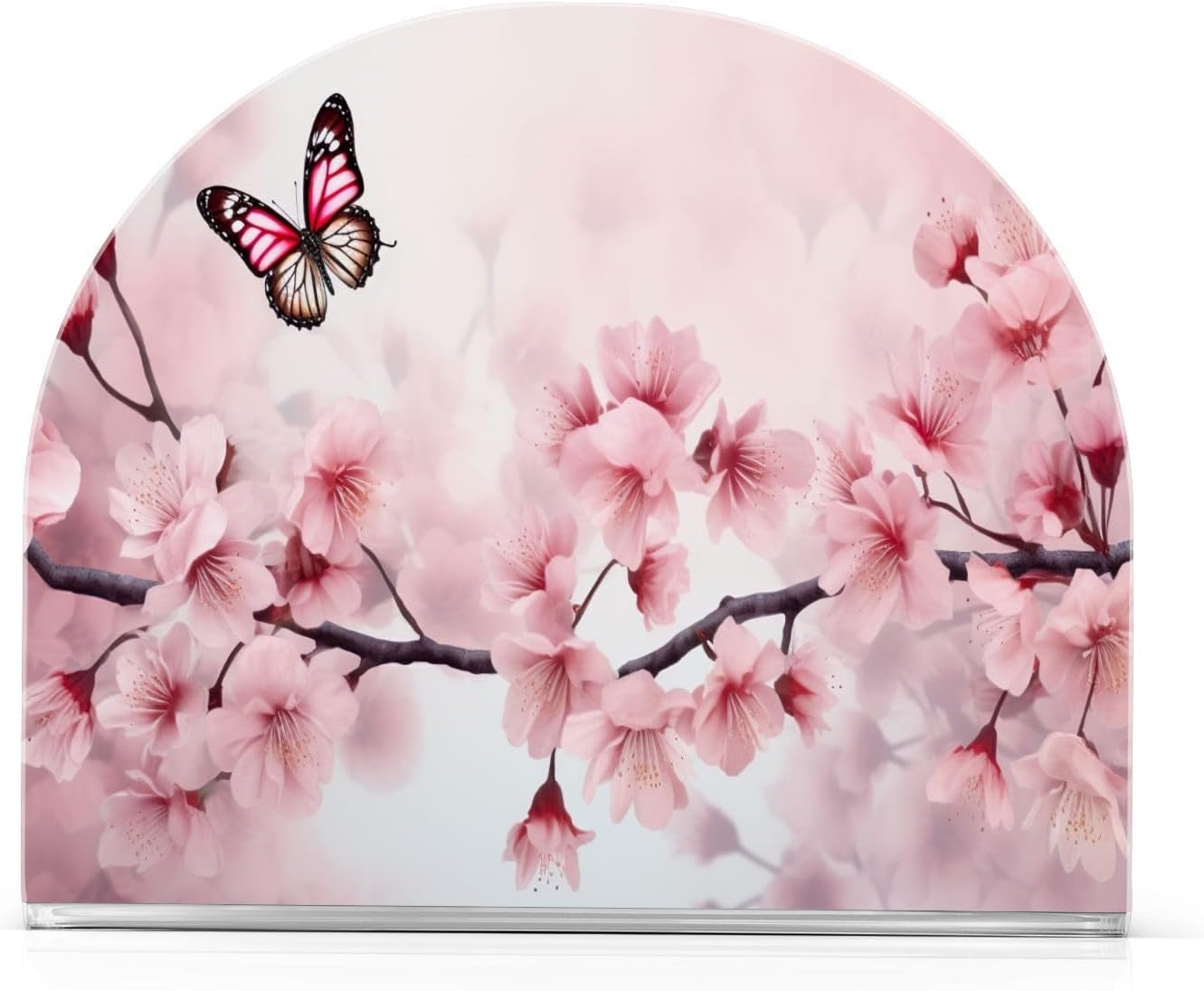 Servilletero de mariposa con diseño de flores de cerezo para colocar de pie, servilleteros modernos y verticales, para fiestas, casa de campo,