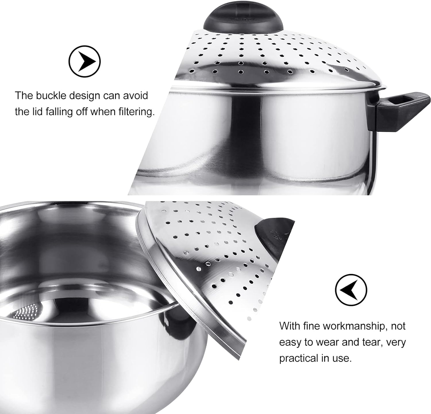 DOITOOL Olla para pasta de acero inoxidable con tapa de colador, olla antiadherente para espagueti, olla de cocina para cocinar pasta, fideos,