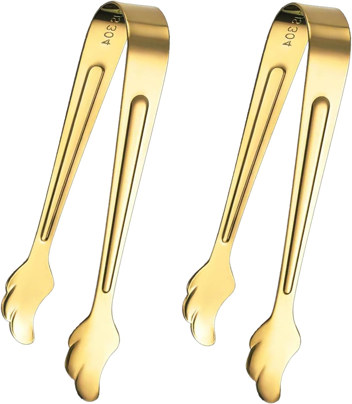 Paquete de 2 mini pinzas para aperitivo, pinzas de hielo de acero inoxidable de 4.16 pulgadas, mini pinzas para azúcar para café, bar, fiesta de té,