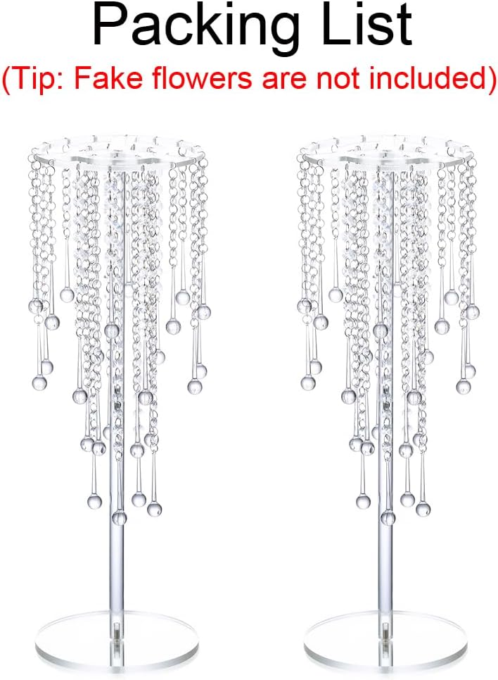 Centros de mesa de boda para mesas, jarrón acrílico  2 jarrones de 23.6 pulgadas de alto para centros de mesa con cristal de araña, decoración de