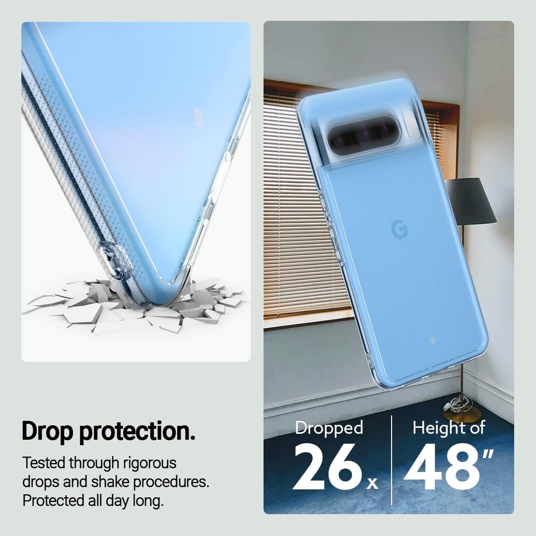 Caseology Capella – Funda transparente compatible con Google Pixel 8 Pro 5G prueba de caídas de grado militar (2023), transparente