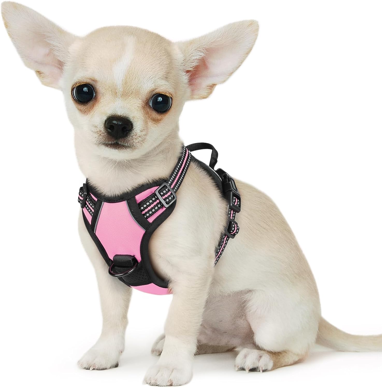 Eagloo Arnés para perro pequeño, sin tirones, chaleco de servicio con tiras reflectantes y asa de control, ajustable y cómodo para caminar