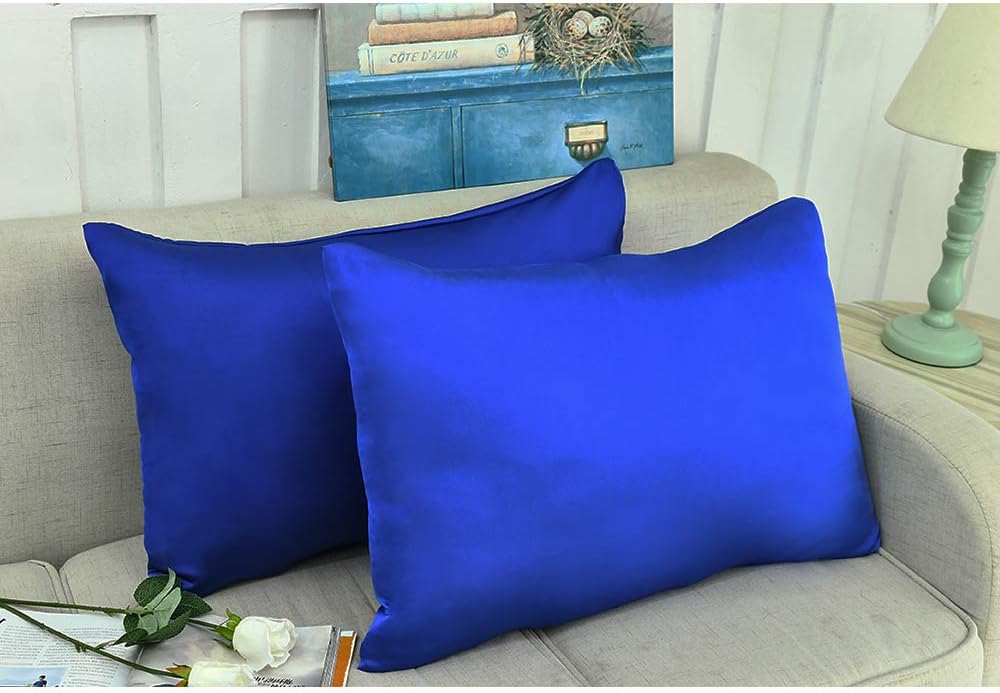 Juego de 2 fundas de almohada de seda de morera 100% para el pelo y la piel, supersuaves y transpirables, tamaño natural