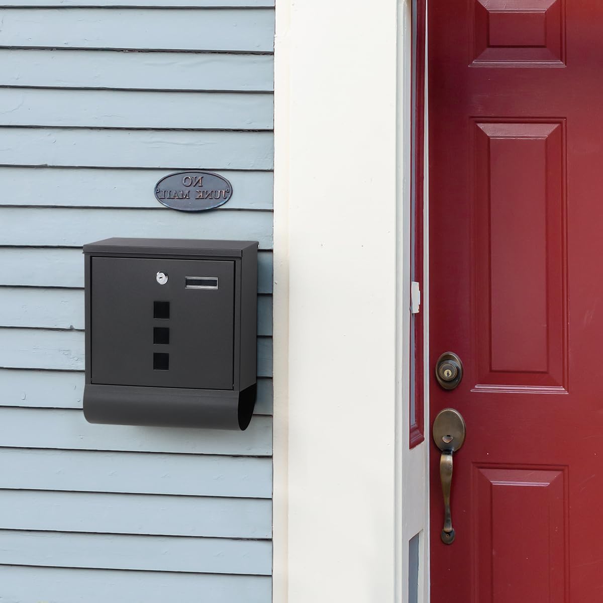 Lovndi – Buzones montados en la pared con cerradura de llave, caja de bloqueo de correo de gran capacidad para exteriores, caja de seguridad (2210