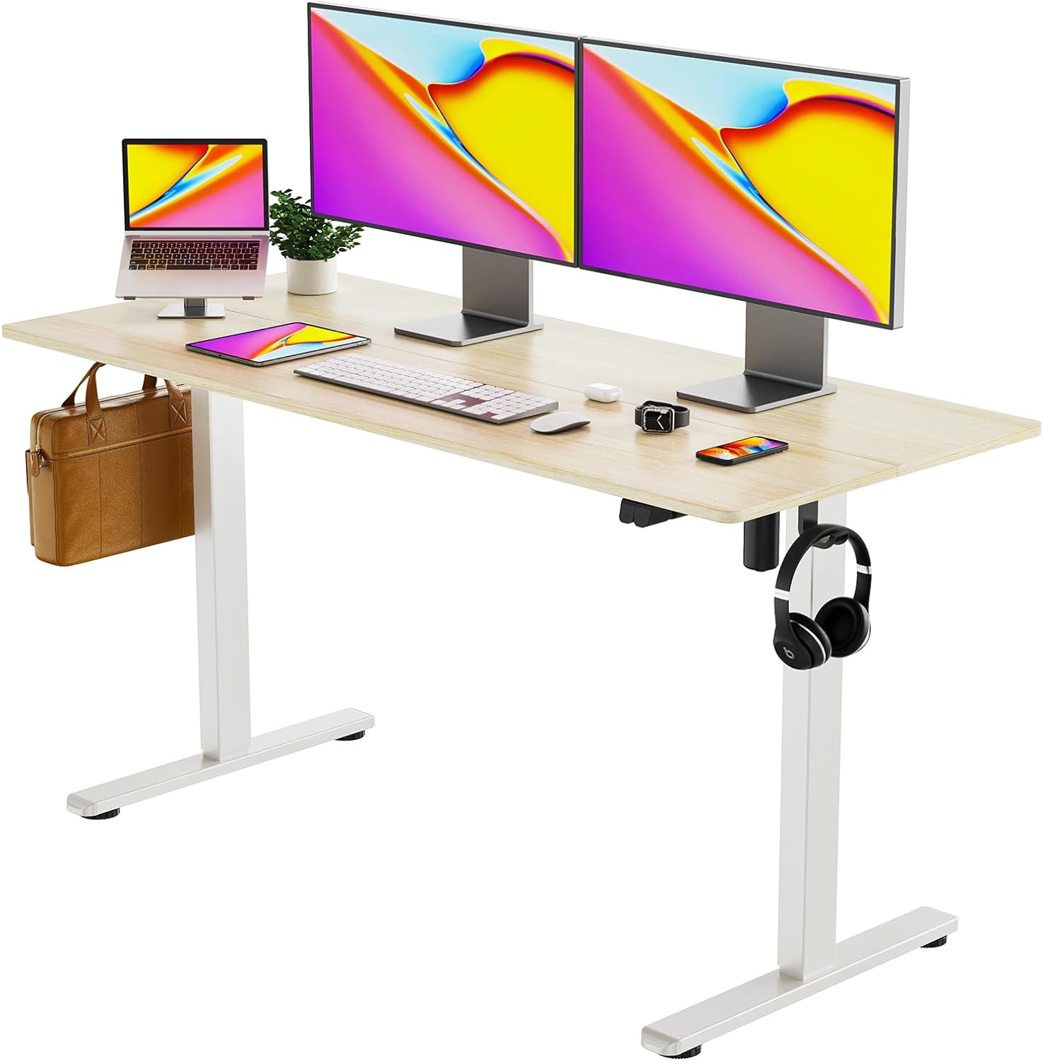 Our Modern Space Escritorio eléctrico de pie de 40 pulgadas de altura ajustable  Mesa rectangular grande para la oficina en casa mejorada para la