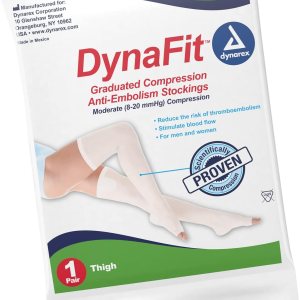 Dynarex DynaFit Compression Stockings Thigh High, 8-20 mmHg, Help Prevent Blood Clots, Relieve Pain & Varicose Veins, White, 1 Pair of Stockings Dynarex DynaFit Compression Stockings Thigh High, 8-20 mmHg, Help Prevent Blood Clots, Relieve Pain & Varicose Veins, White, 1 Pair of Stockings