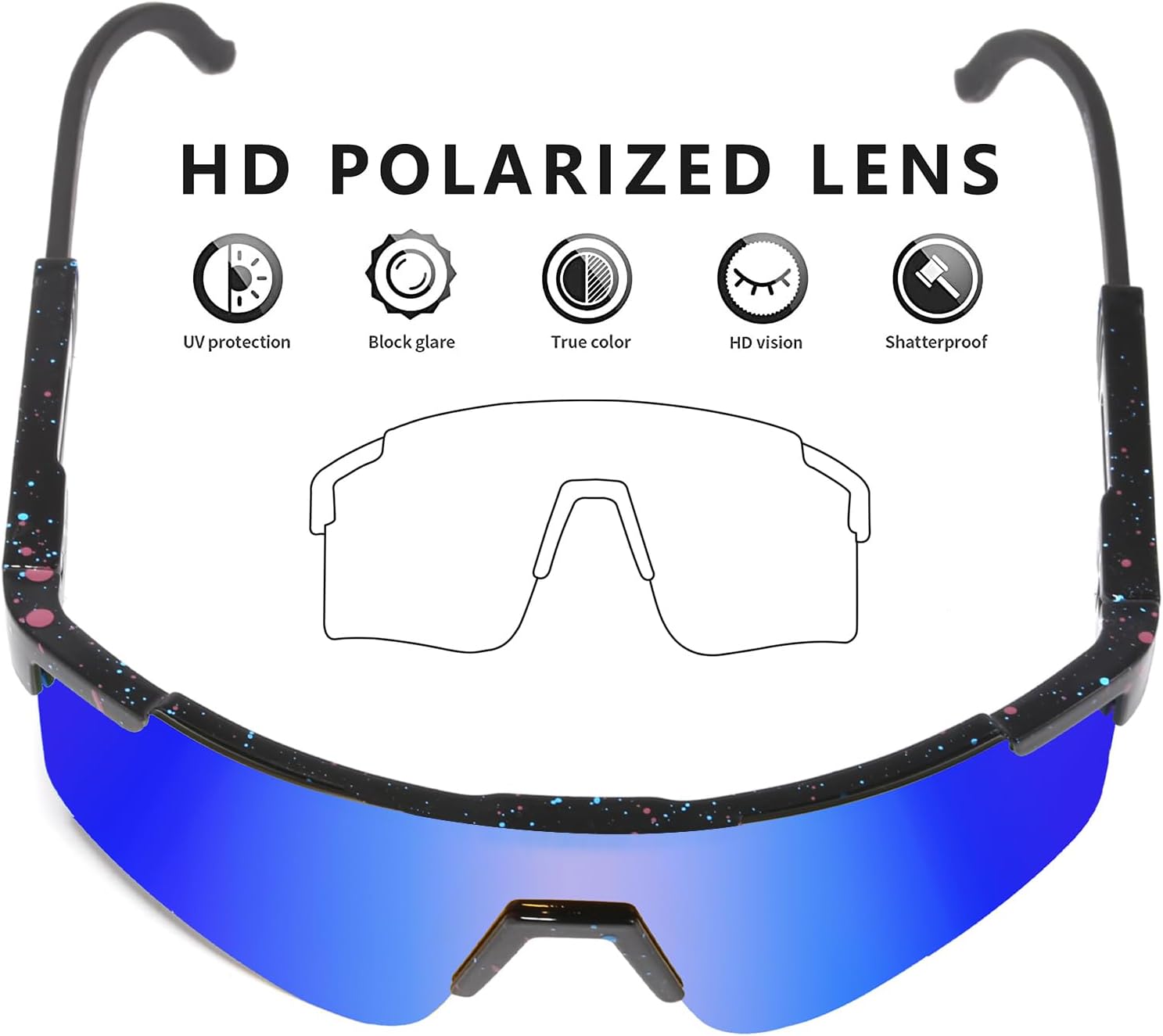 Douide Lentes de sol deportivos elegantes para mujeres, jóvenes y hombres, montura Vipers TR90, ideal para ciclismo, pesca, esquí, béisbol