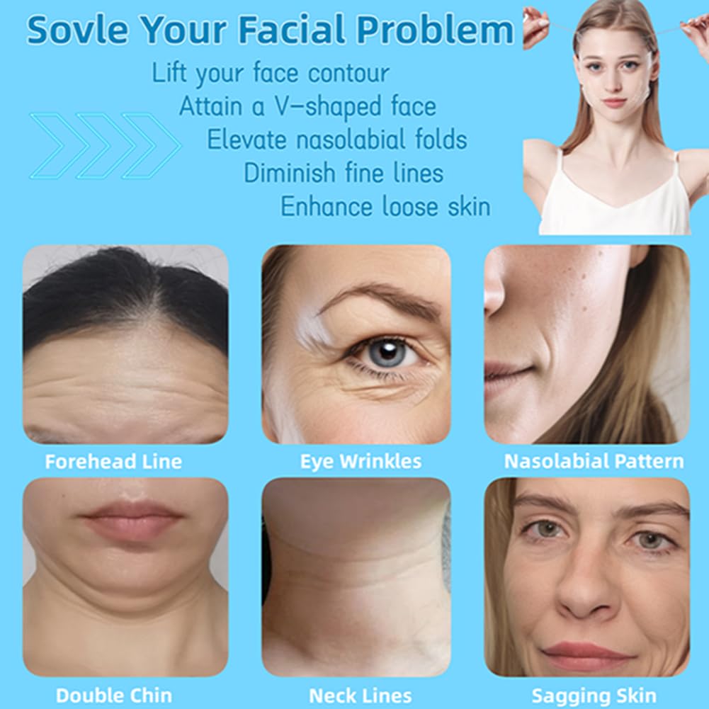 Cinta de estiramiento facial invisible, cinta invisible de estiramiento facial y bandas en forma de V, herramientas faciales para arrugas, ojos,
