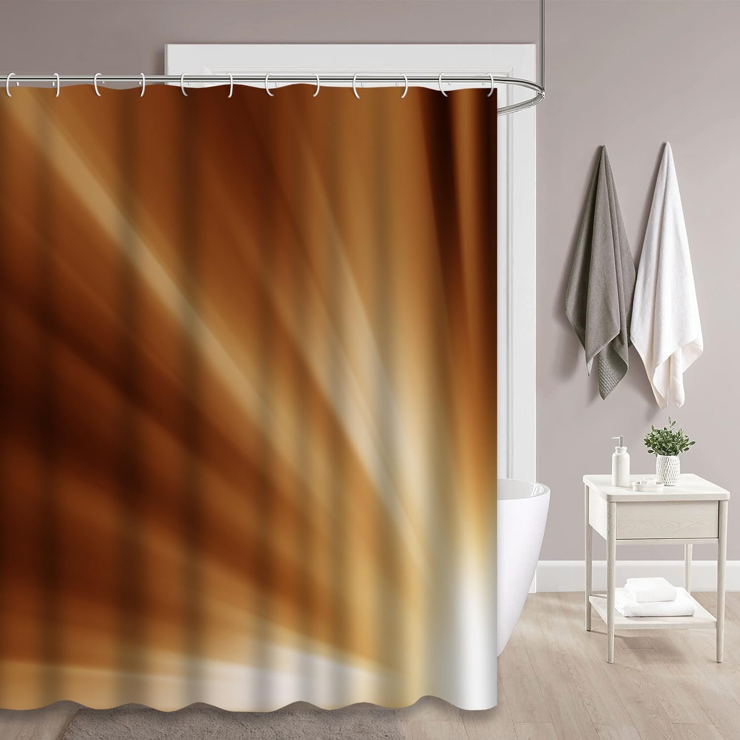 GALMAXS7 Yellow Orange Shower Curtain,Abstract Yellow and Orange Shower Curtains for Bathroom with 12 Hooks,72 x 72 Inch